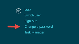 Arrow pointing to Change A Password